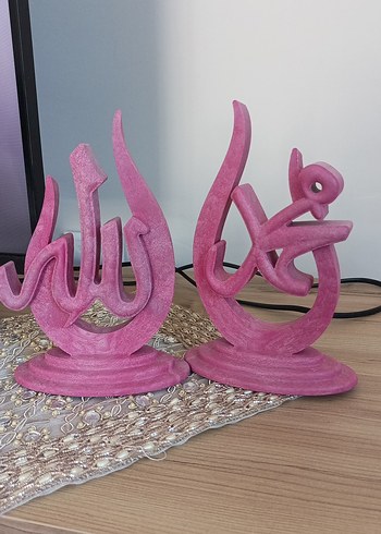 Pembe Renkli Dekoratif İslami Figürin Seti