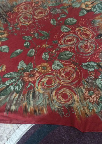 Diğer Bordo Vintage Bohem İpek Fular