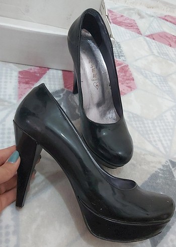 Diğer Kadın Siyah Rugan Platform Topuklu Stiletto