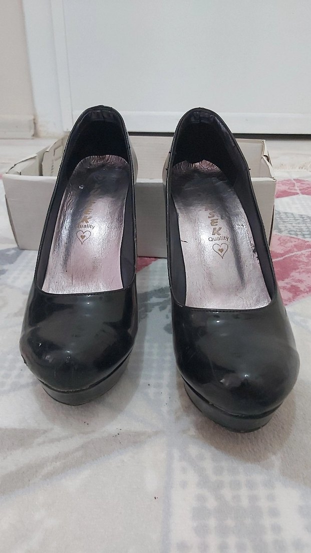 Kadın Siyah Rugan Platform Topuklu Stiletto - Görsel 3