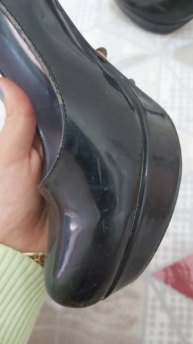 Kadın Siyah Rugan Platform Topuklu Stiletto - Görsel 5