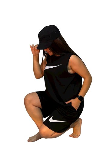 Siyah Mini Spor Şort ve Kolsuz Üst Takım - Görsel 2