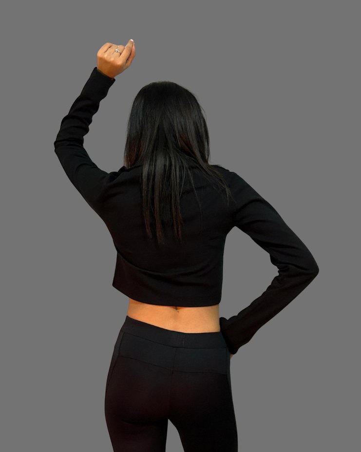 Siyah Fermuarlı Mini Kadın Ceket - Görsel 4