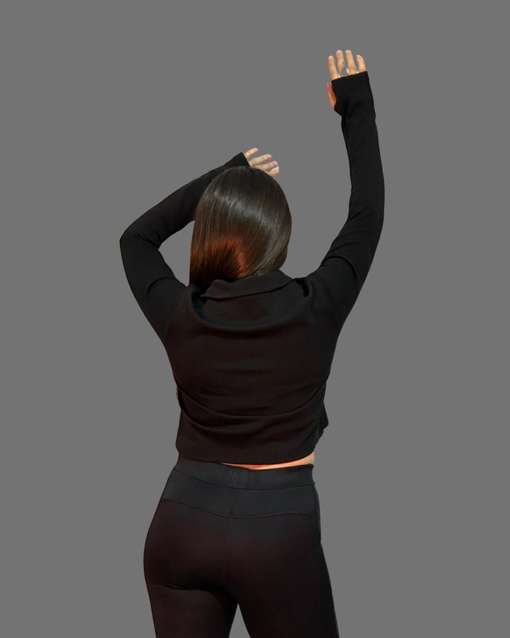 Siyah Fermuarlı Mini Kadın Ceket - Görsel 2