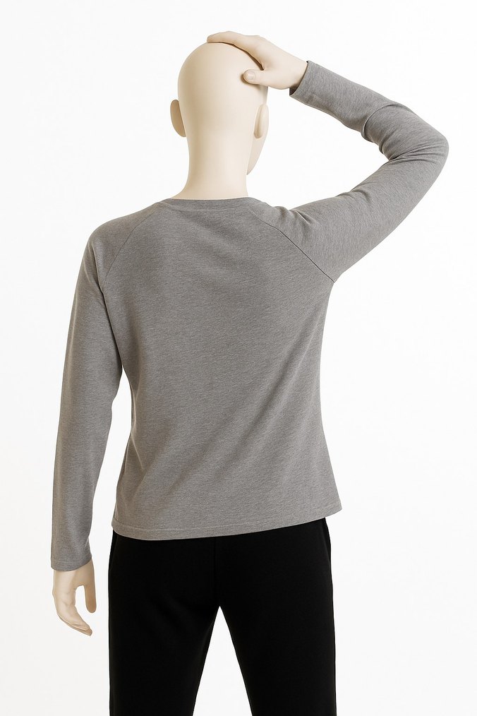 Gri Kadın Uzun Kollu Bisiklet Yaka Sweatshirt - Görsel 2