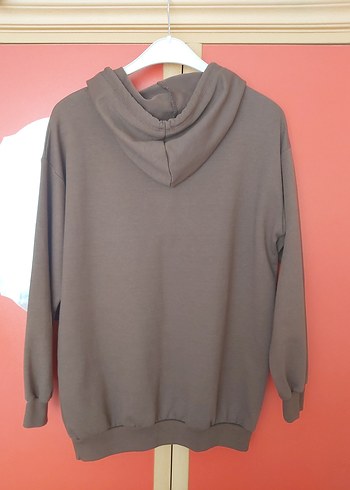 m Beden Kapüşon Detaylı Kahverengi Kadın Sweatshirt