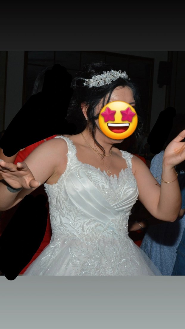 Beyaz Strappy A-Line Gelinlik - Görsel 3