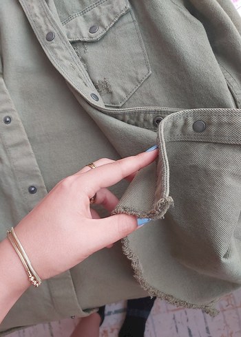 Kadın Bej Düğmeli Keten Gömlek - Görsel 5