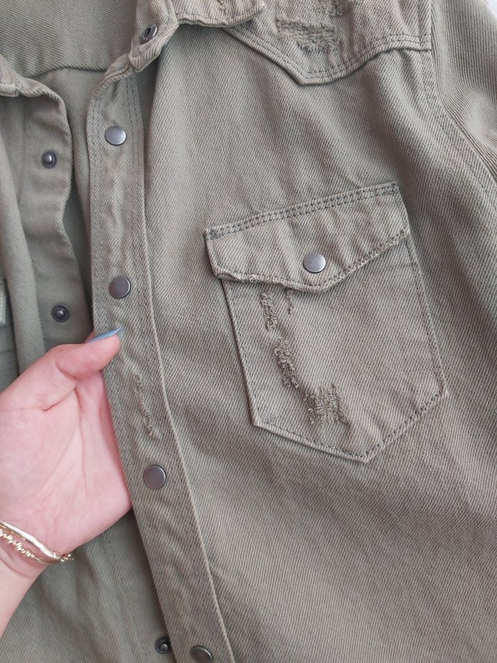 Kadın Bej Düğmeli Keten Gömlek - Görsel 4