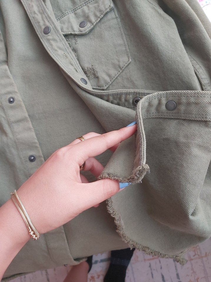 Kadın Bej Düğmeli Keten Gömlek - Görsel 5