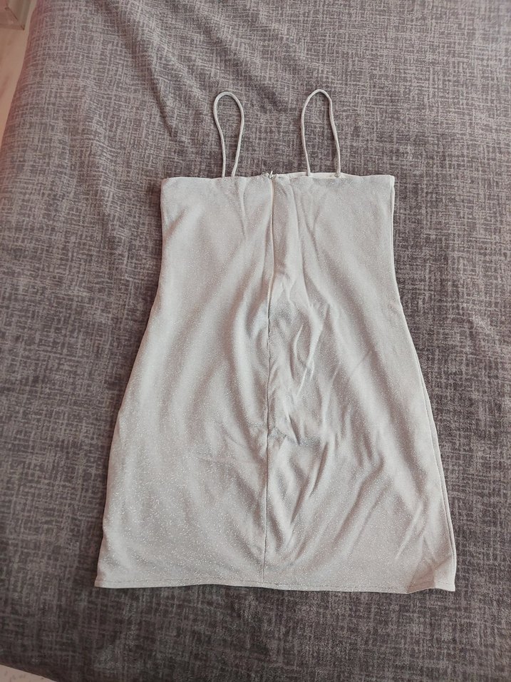 Gümüş İnce Askılı Mini Elbise - Görsel 2