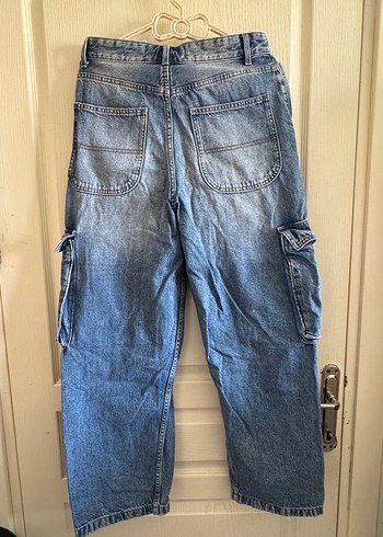 Kadın Mavi Denim Bol Kesim Baggy Pantalon Bershka 36 beden - Görsel 5