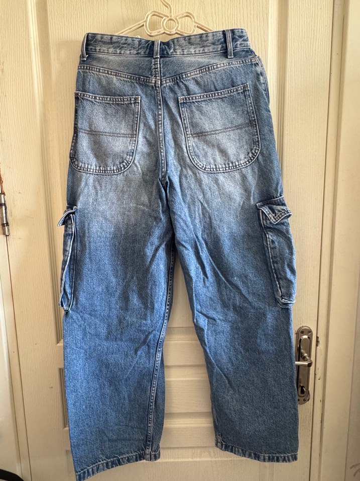 Kadın Mavi Denim Bol Kesim Baggy Pantalon Bershka 36 beden - Görsel 5