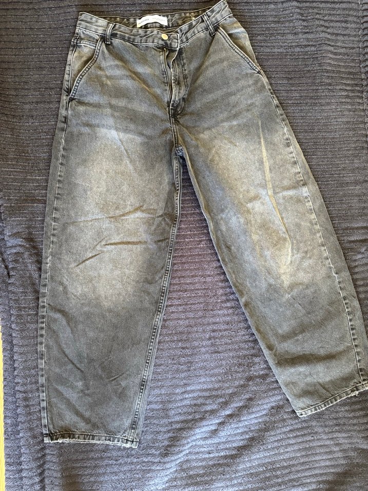 Gri Düğmeli Baggy Kadın Kot Pantolon 38 beden Bershka - Görsel 2