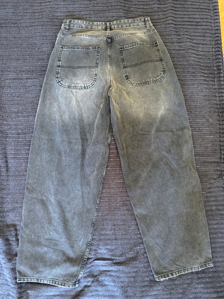 Gri Düğmeli Baggy Kadın Kot Pantolon 38 beden Bershka - Görsel 3