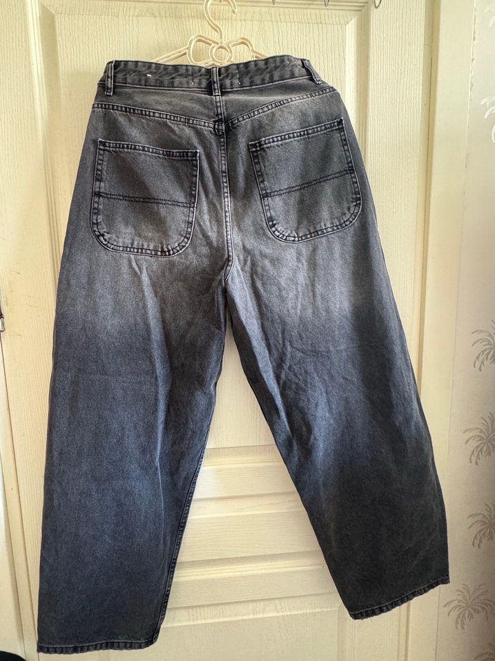 Gri Düğmeli Baggy Kadın Kot Pantolon 38 beden Bershka - Görsel 5