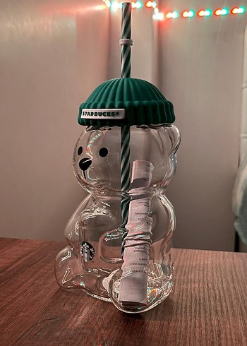 Orjinal Starbucks Bearista Cam Bardak Pipetli - Görsel 3