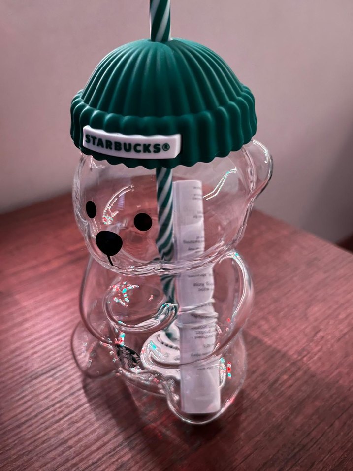 Orjinal Starbucks Bearista Cam Bardak Pipetli - Görsel 4