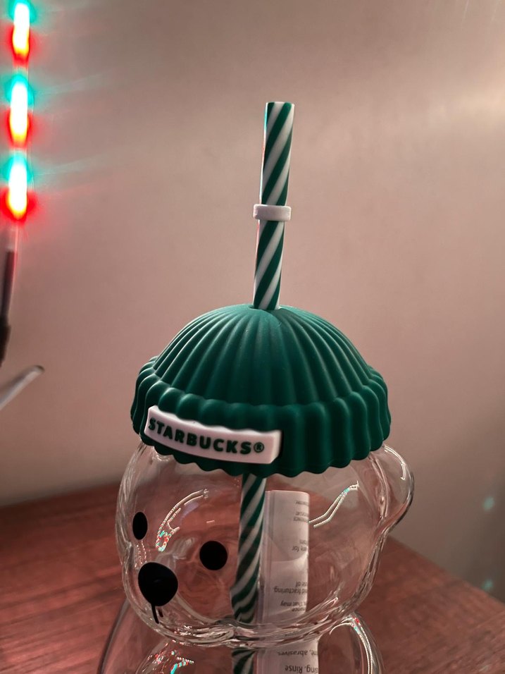 Orjinal Starbucks Bearista Cam Bardak Pipetli - Görsel 5