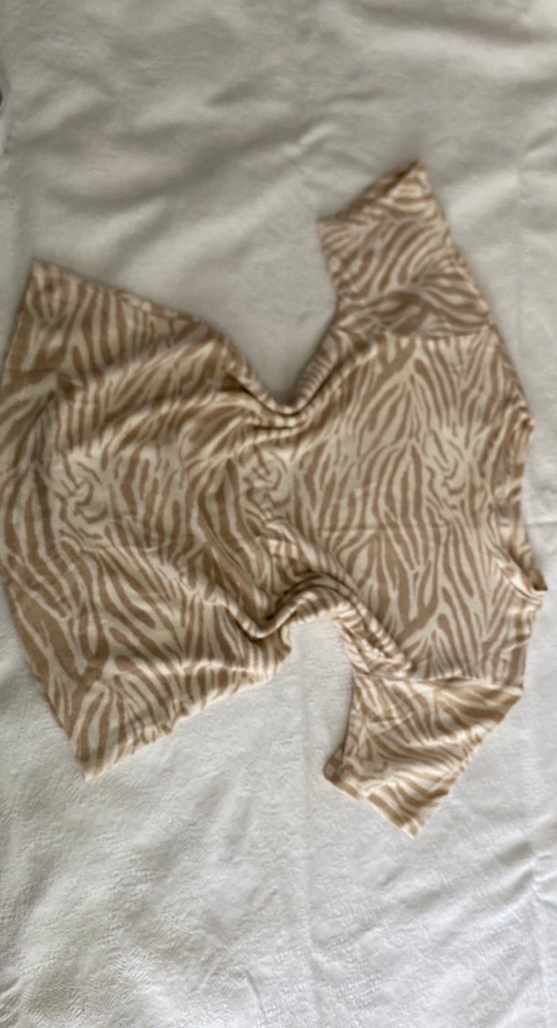 Kızlar için Bej Zebra Desenli Tişört - Görsel 3