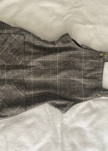 Gri Ekoseli Kız Salopet - Görsel 2