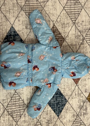 Mavi Kapüşonlu Bebek Kız mont - Görsel 5