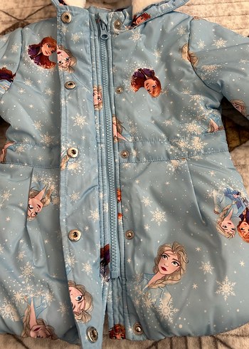 Mavi Kapüşonlu Bebek Kız mont - Görsel 2