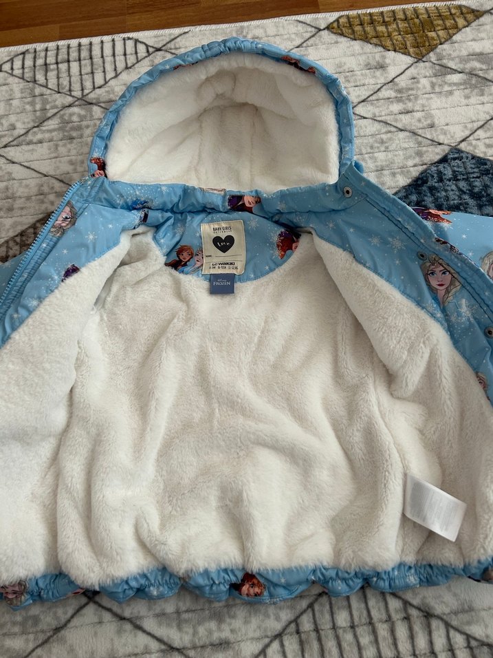 Mavi Kapüşonlu Bebek Kız mont - Görsel 3