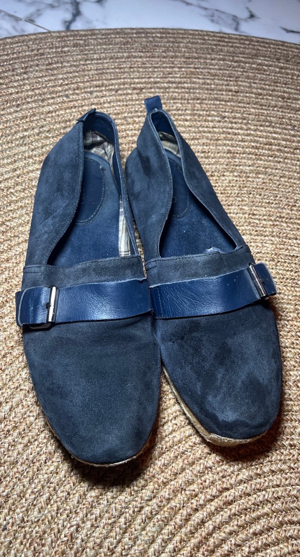 Mavi Süet Dolgu Topuklu Tokalı Espadril - Görsel 2