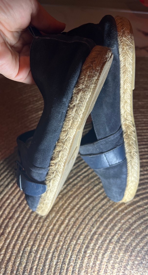 Mavi Süet Dolgu Topuklu Tokalı Espadril - Görsel 4