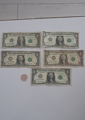 5 Adet Eskimiş Amerikan Doları