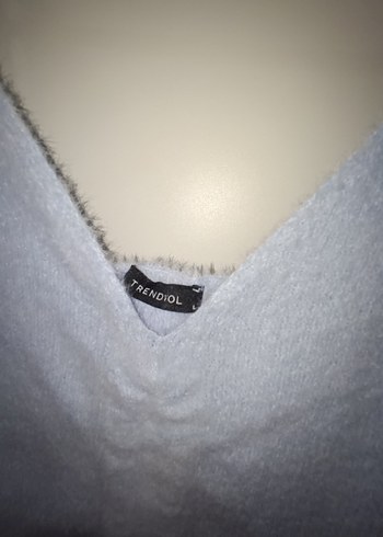 m Beden gri Renk Bebek Mavisi Yumuşak Örme Crop