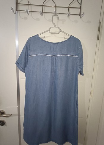 38 Beden mavi Renk Kısa Kollu Denim Elbise