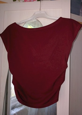 bordo kolsuz penye kumaş bluz