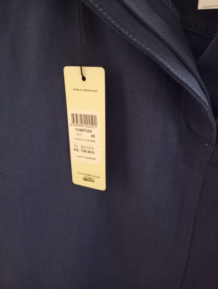 Koyu Mavi Denim Midi Etek - Görsel 3