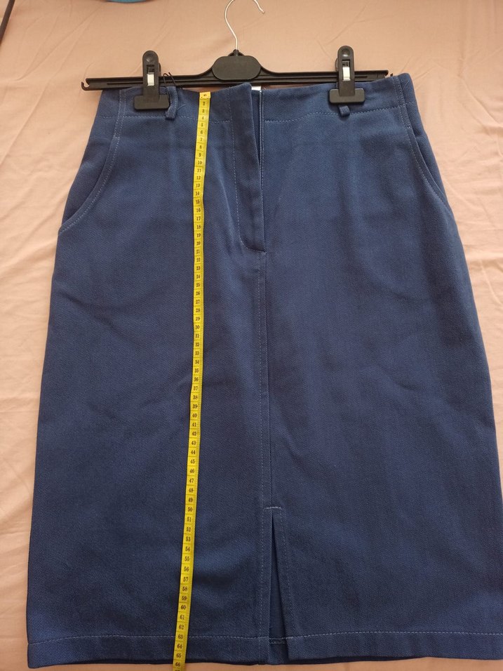 Koyu Mavi Denim Midi Etek - Görsel 5