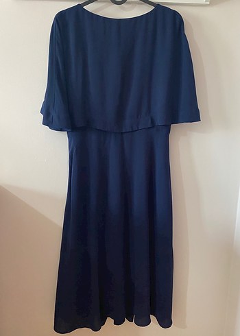 Yargıcı Lacivert V Yakalı Şifon Business Elbise - Görsel 2