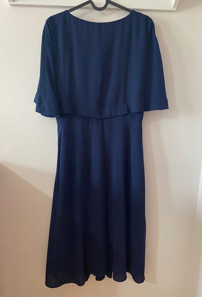 Yargıcı Lacivert V Yakalı Şifon Business Elbise - Görsel 2