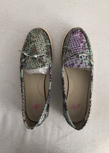 Kadın Pastel Yılan Desenli Platform Babet 37 numara - Görsel 5