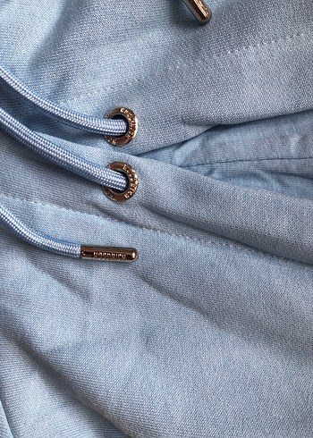 XS beden Mavi Kapüşonlu Kadın Sweatshirt - Görsel 7