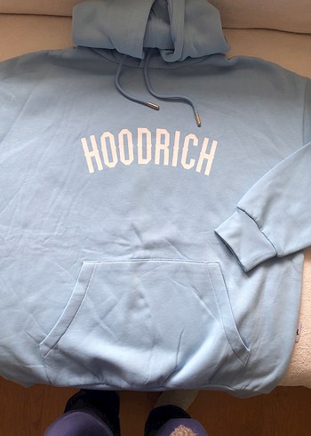 XS beden Mavi Kapüşonlu Kadın Sweatshirt - Görsel 3