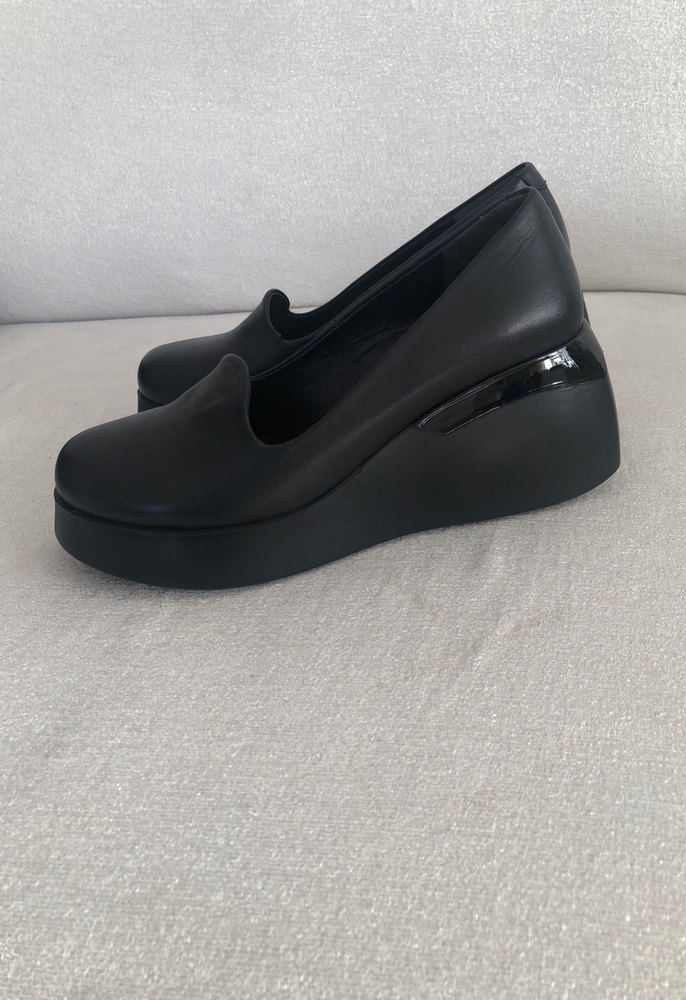 Siyah Platform Topuklu Kadın Klasik Ayakkabı - Görsel 4