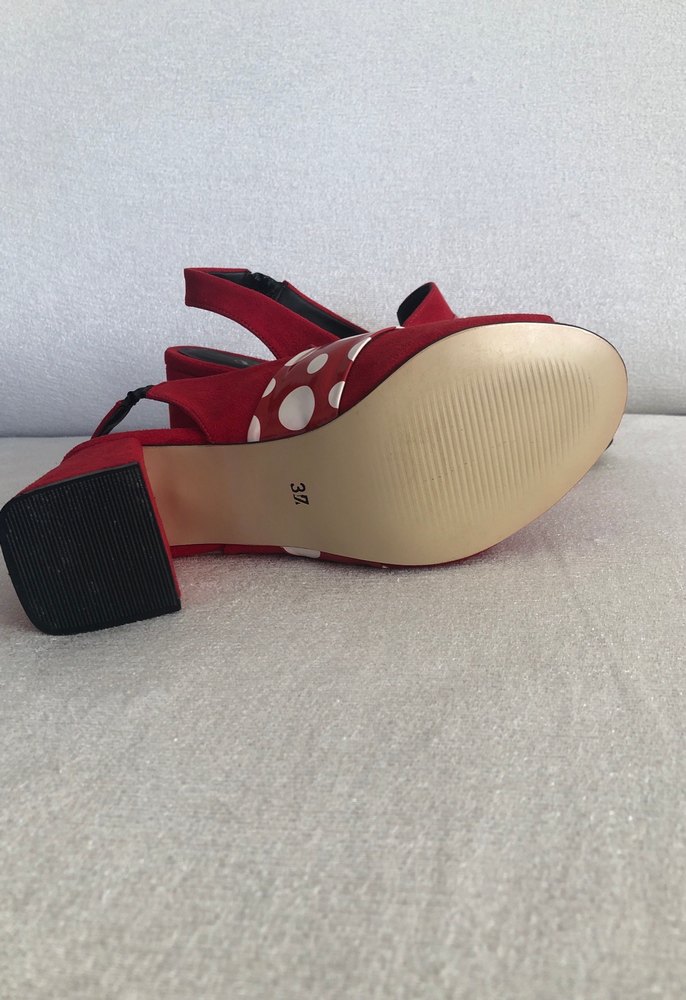 Kırmızı Puantiyeli Dolgu Topuklu Kadın Ayakkabım - Görsel 5