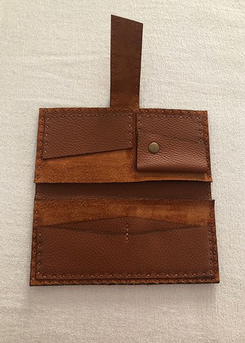 Kahverengi Süet Tokalı Kadın Cüzdanı - Görsel 2