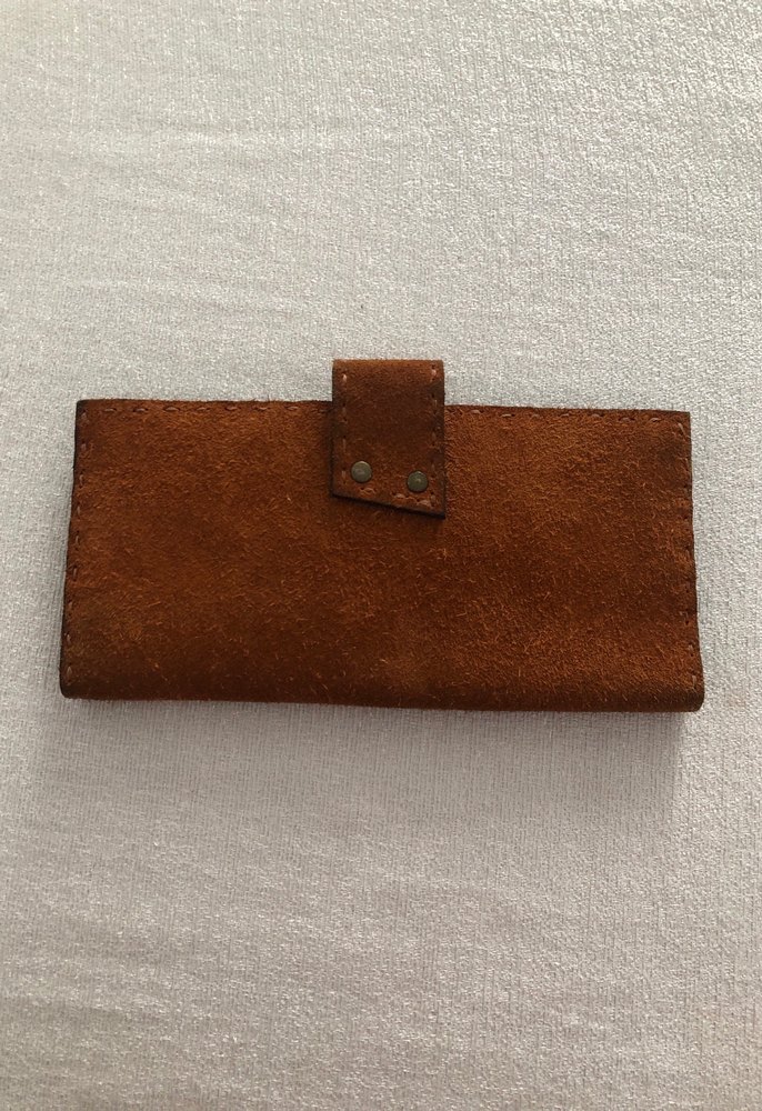 Kahverengi Süet Tokalı Kadın Cüzdanı - Görsel 3
