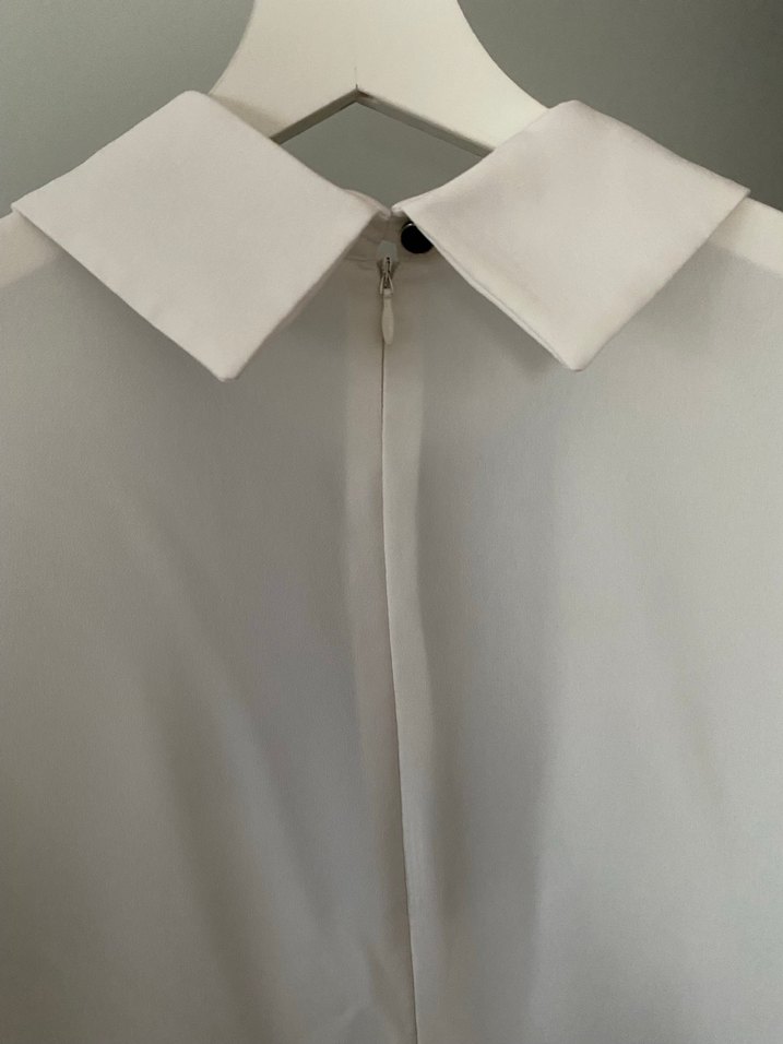 Beyaz Kadın Gömlek, Düğmeli, Uzun Kollu - Görsel 3