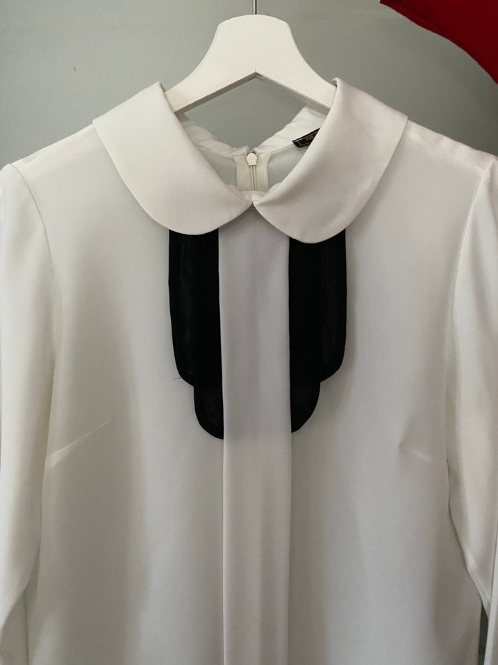 Beyaz Kadın Gömlek, Düğmeli, Uzun Kollu - Görsel 5