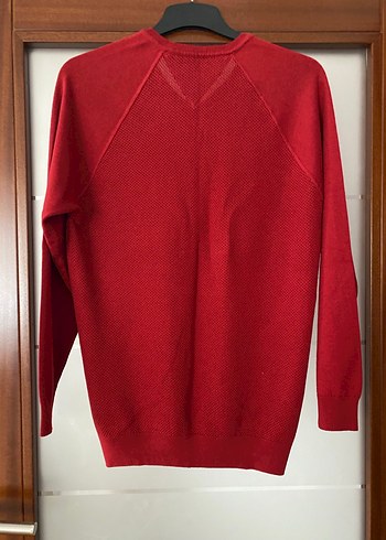 Koyu Kırmızı V Yaka Erkek Triko Kazak - Görsel 2