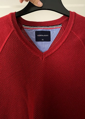 Koyu Kırmızı V Yaka Erkek Triko Kazak - Görsel 3