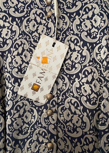 Desenli Drapeli Lacivert Uzun Abiye Elbise - Görsel 2